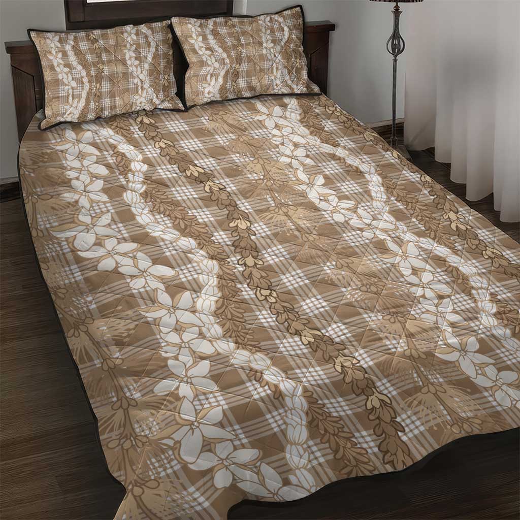 Hawaiian Ohia Lehua Lei Quilt Bed Set Plaid Palaka Kalaihaahaa Pattern - Polynesian Pride