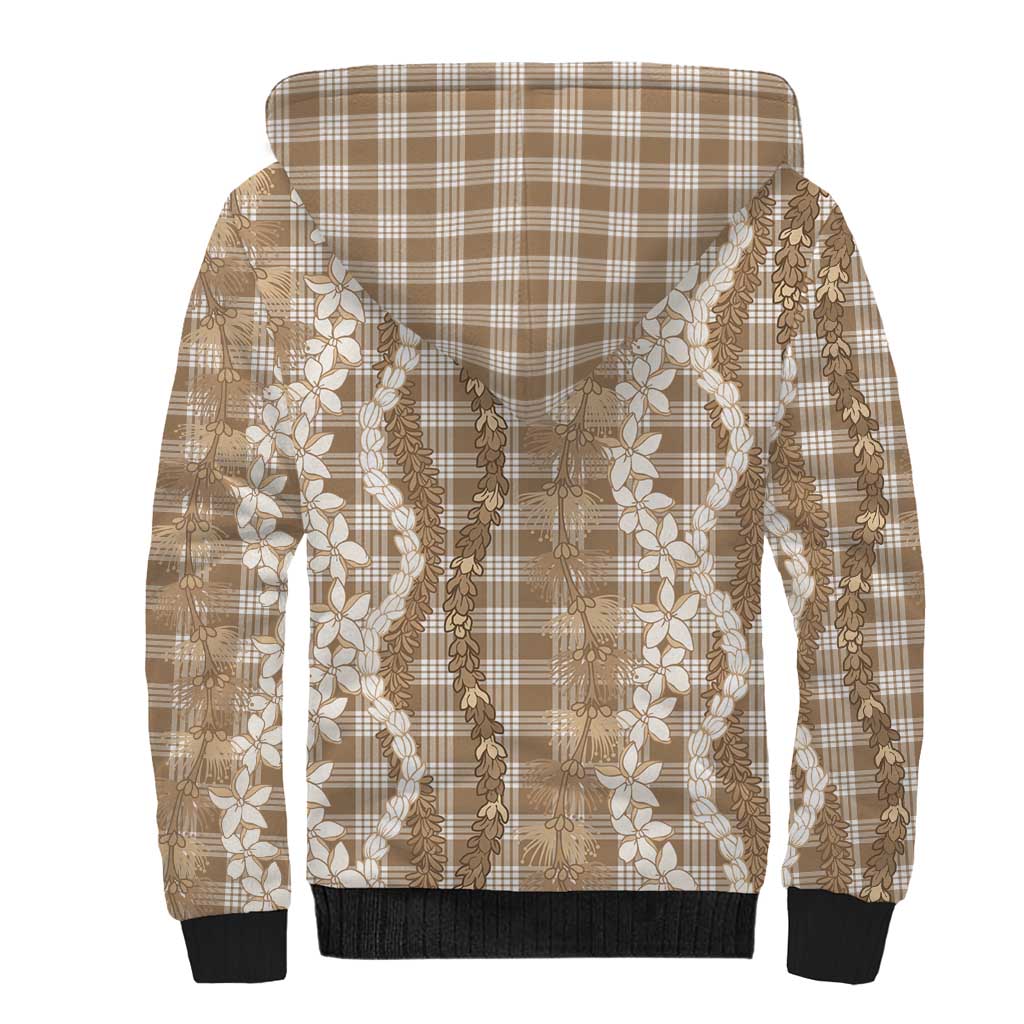 Hawaiian Ohia Lehua Lei Sherpa Hoodie Plaid Palaka Kalaihaahaa Pattern - Polynesian Pride