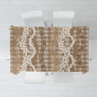Hawaiian Ohia Lehua Lei Tablecloth Plaid Palaka Kalaihaahaa Pattern - Polynesian Pride
