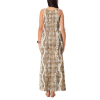 Hawaiian Ohia Lehua Lei Tank Maxi Dress Plaid Palaka Kalaihaahaa Pattern - Polynesian Pride
