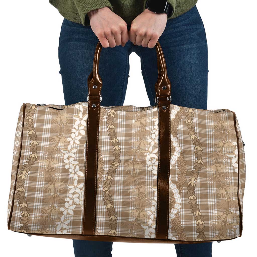 Hawaiian Ohia Lehua Lei Travel Bag Plaid Palaka Kalaihaahaa Pattern - Polynesian Pride