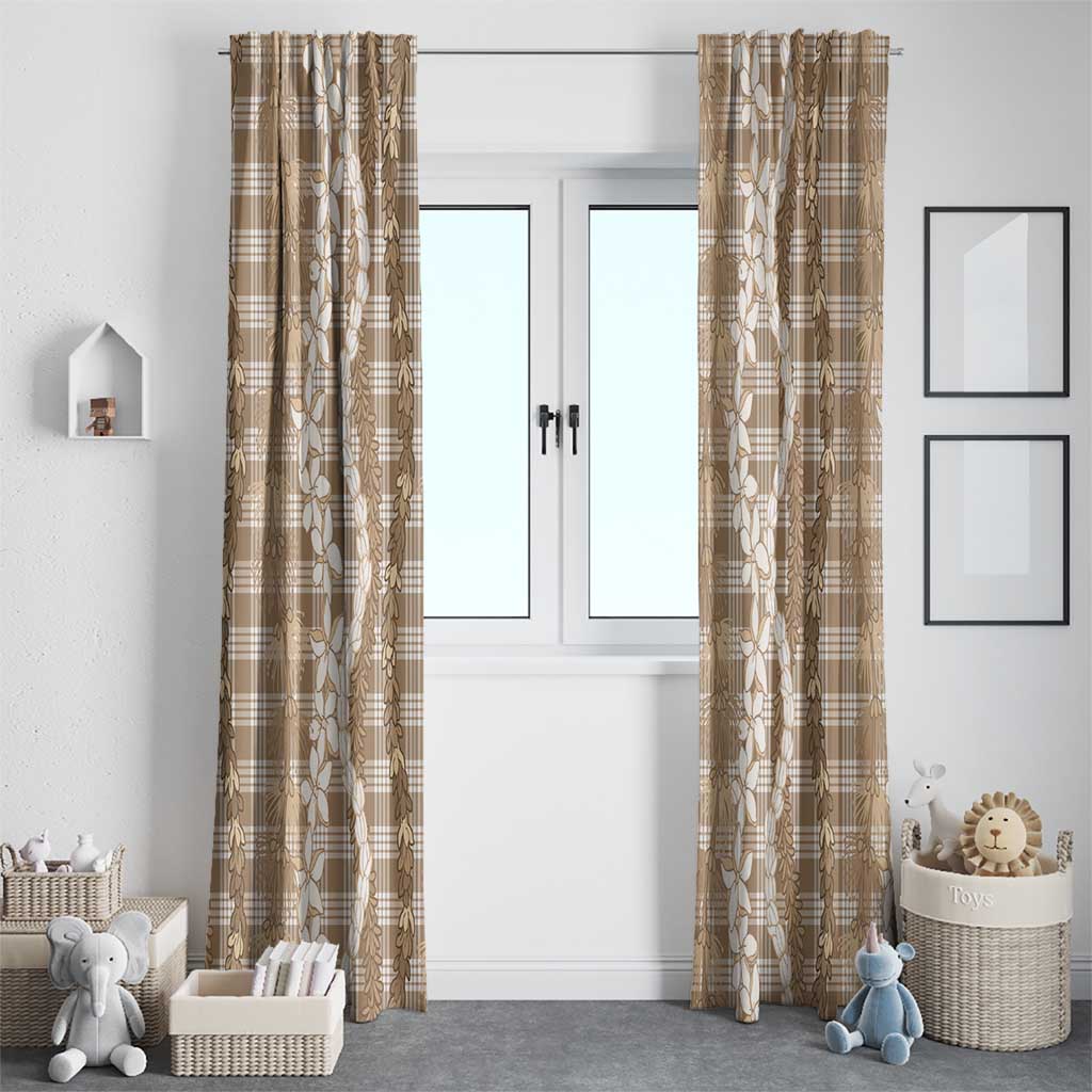 Hawaiian Ohia Lehua Lei Window Curtain Plaid Palaka Kalaihaahaa Pattern - Polynesian Pride
