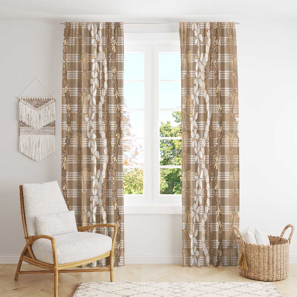 Hawaiian Ohia Lehua Lei Window Curtain Plaid Palaka Kalaihaahaa Pattern - Polynesian Pride