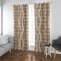 Hawaiian Ohia Lehua Lei Window Curtain Plaid Palaka Kalaihaahaa Pattern - Polynesian Pride