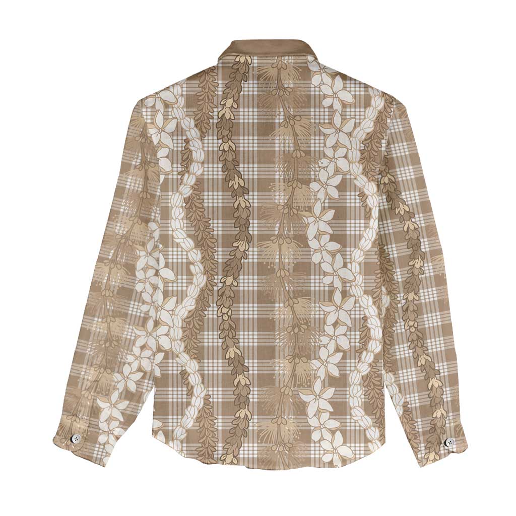 Hawaiian Ohia Lehua Lei Women Casual Shirt Plaid Palaka Kalaihaahaa Pattern - Polynesian Pride
