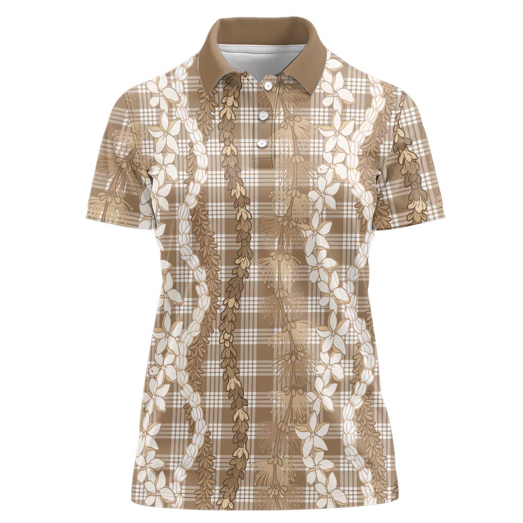 Hawaiian Ohia Lehua Lei Women Polo Shirt Plaid Palaka Kalaihaahaa Pattern - Polynesian Pride