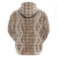 Hawaiian Ohia Lehua Lei Zip Hoodie Plaid Palaka Kalaihaahaa Pattern - Polynesian Pride