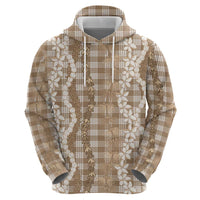 Hawaiian Ohia Lehua Lei Zip Hoodie Plaid Palaka Kalaihaahaa Pattern - Polynesian Pride