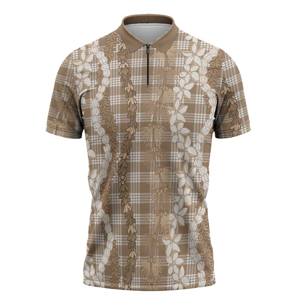 Hawaiian Ohia Lehua Lei Zipper Polo Shirt Plaid Palaka Kalaihaahaa Pattern - Polynesian Pride