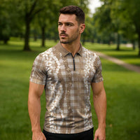 Hawaiian Ohia Lehua Lei Zipper Polo Shirt Plaid Palaka Kalaihaahaa Pattern - Polynesian Pride