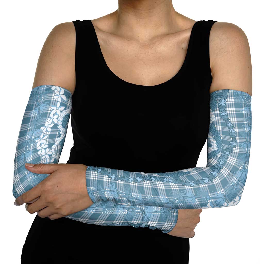 Hawaiian Ohia Lehua Lei Arm Sleeves Plaid Palaka Uliuli Omaomao Pattern - Polynesian Pride