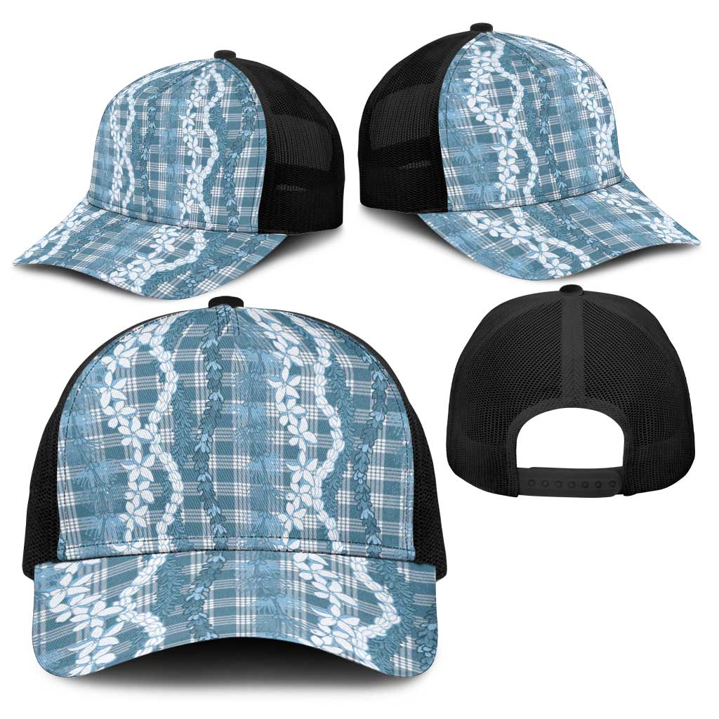 Hawaiian Ohia Lehua Lei Baseball Net Cap Plaid Palaka Uliuli Omaomao Pattern - Polynesian Pride