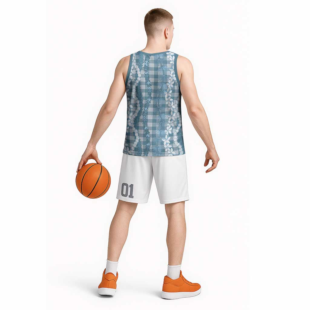 Hawaiian Ohia Lehua Lei Basketball Jersey Plaid Palaka Uliuli Omaomao Pattern - Polynesian Pride