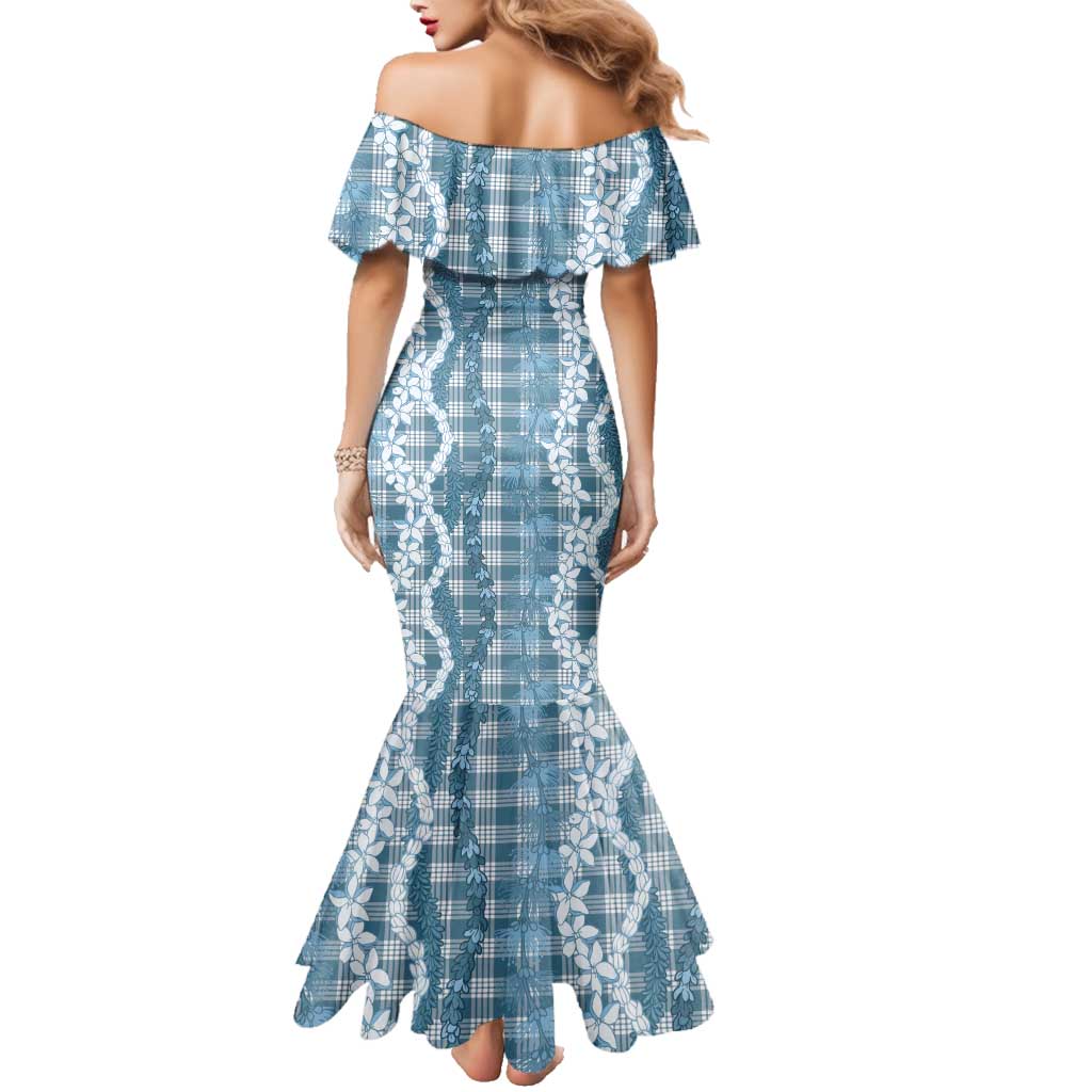 Hawaiian Ohia Lehua Lei Family Matching Mermaid Dress and Hawaiian Shirt Plaid Palaka Uliuli Omaomao Pattern LT9 - Polynesian Pride