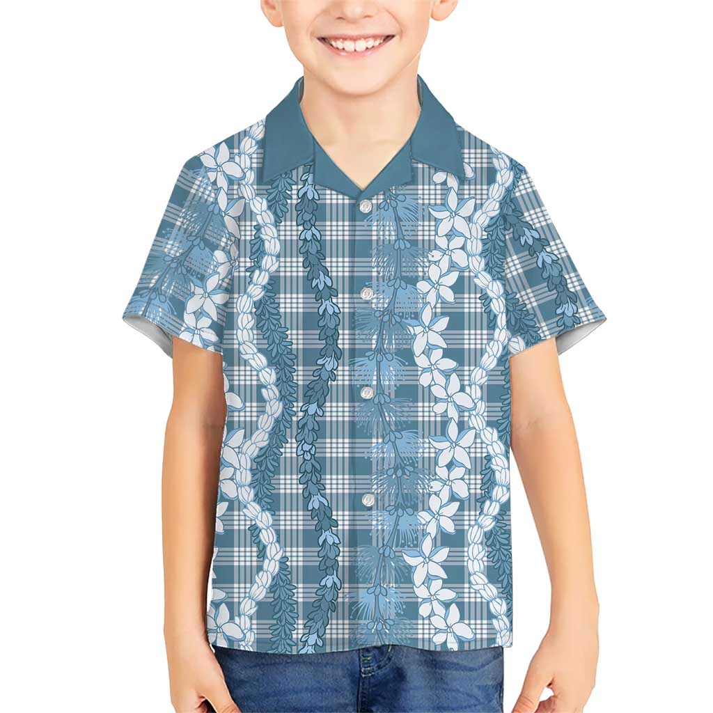 Hawaiian Ohia Lehua Lei Family Matching Off Shoulder Short Dress and Hawaiian Shirt Plaid Palaka Uliuli Omaomao Pattern LT9 - Polynesian Pride
