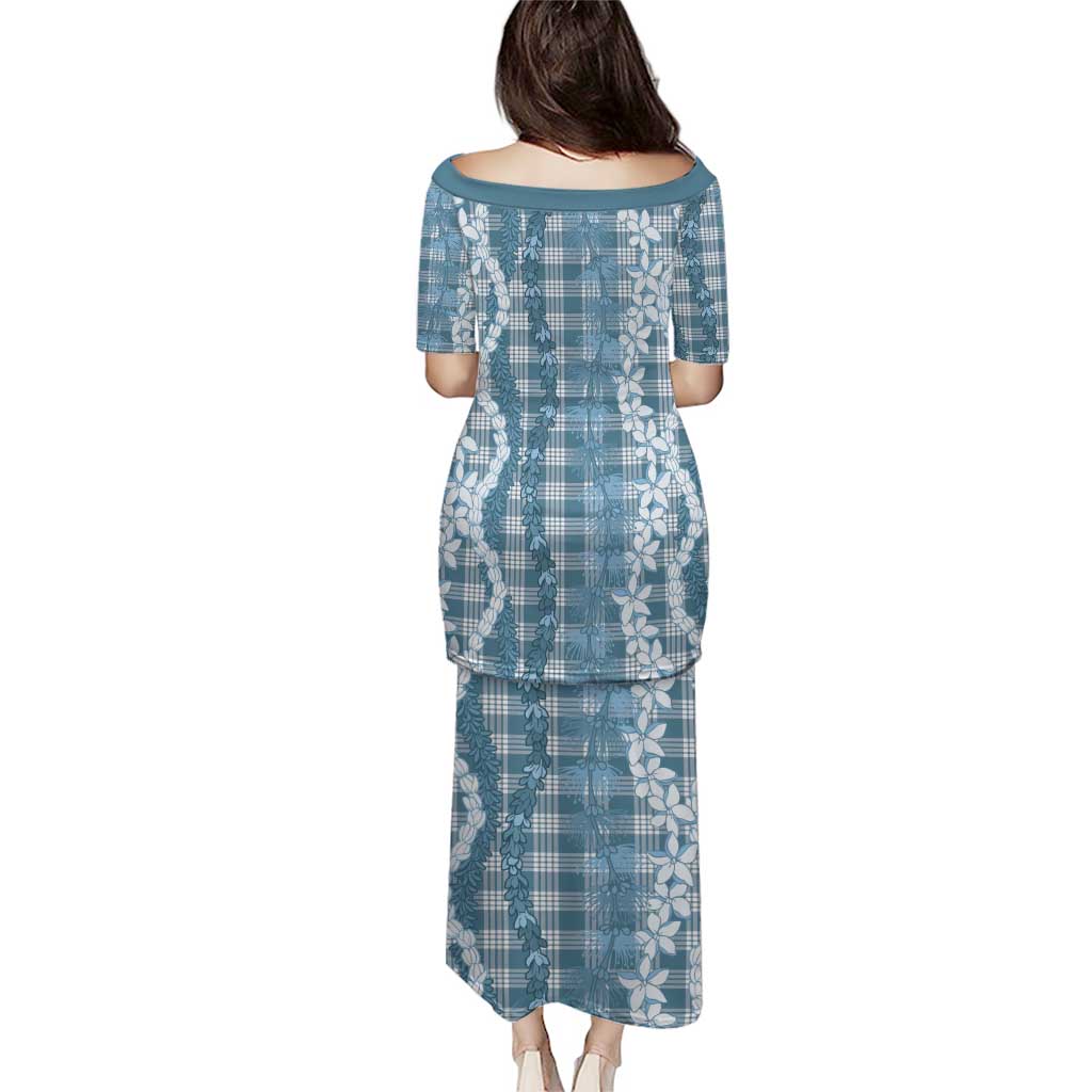 Hawaiian Ohia Lehua Lei Family Matching Puletasi and Hawaiian Shirt Plaid Palaka Uliuli Omaomao Pattern - Polynesian Pride