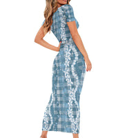 Hawaiian Ohia Lehua Lei Family Matching Short Sleeve Bodycon Dress and Hawaiian Shirt Plaid Palaka Uliuli Omaomao Pattern LT9 - Polynesian Pride