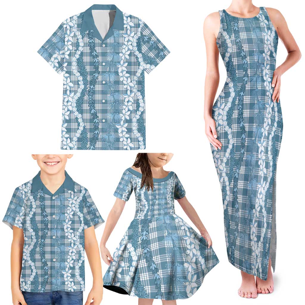 Hawaiian Ohia Lehua Lei Family Matching Tank Maxi Dress and Hawaiian Shirt Plaid Palaka Uliuli Omaomao Pattern LT9 - Polynesian Pride