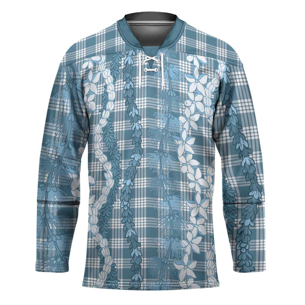 Hawaiian Ohia Lehua Lei Hockey Jersey Plaid Palaka Uliuli Omaomao Pattern - Polynesian Pride