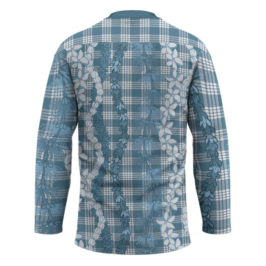 Hawaiian Ohia Lehua Lei Hockey Jersey Plaid Palaka Uliuli Omaomao Pattern - Polynesian Pride
