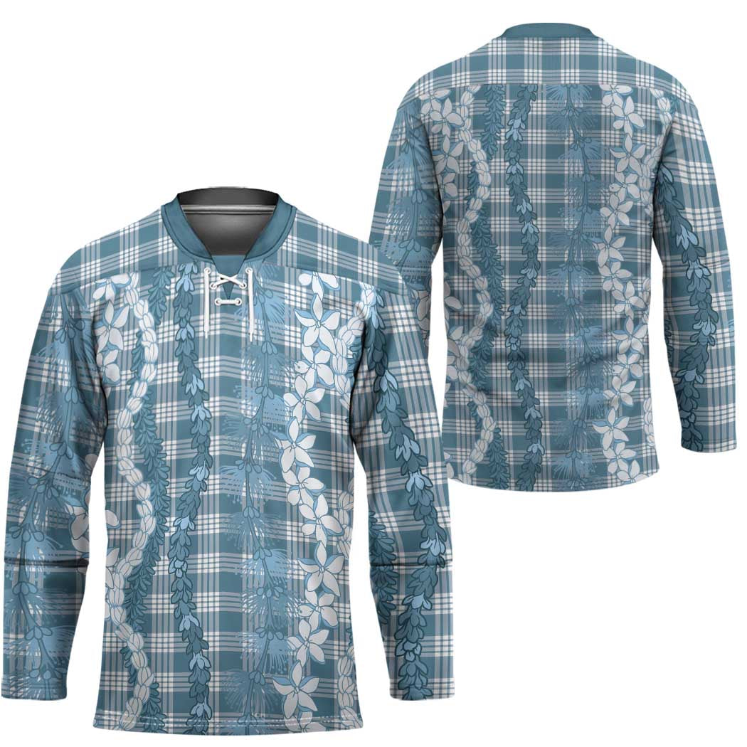 Hawaiian Ohia Lehua Lei Hockey Jersey Plaid Palaka Uliuli Omaomao Pattern - Polynesian Pride