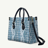 Hawaiian Ohia Lehua Lei Leather Bag Plaid Palaka Uliuli Omaomao Pattern - Polynesian Pride