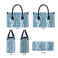 Hawaiian Ohia Lehua Lei Leather Bag Plaid Palaka Uliuli Omaomao Pattern - Polynesian Pride