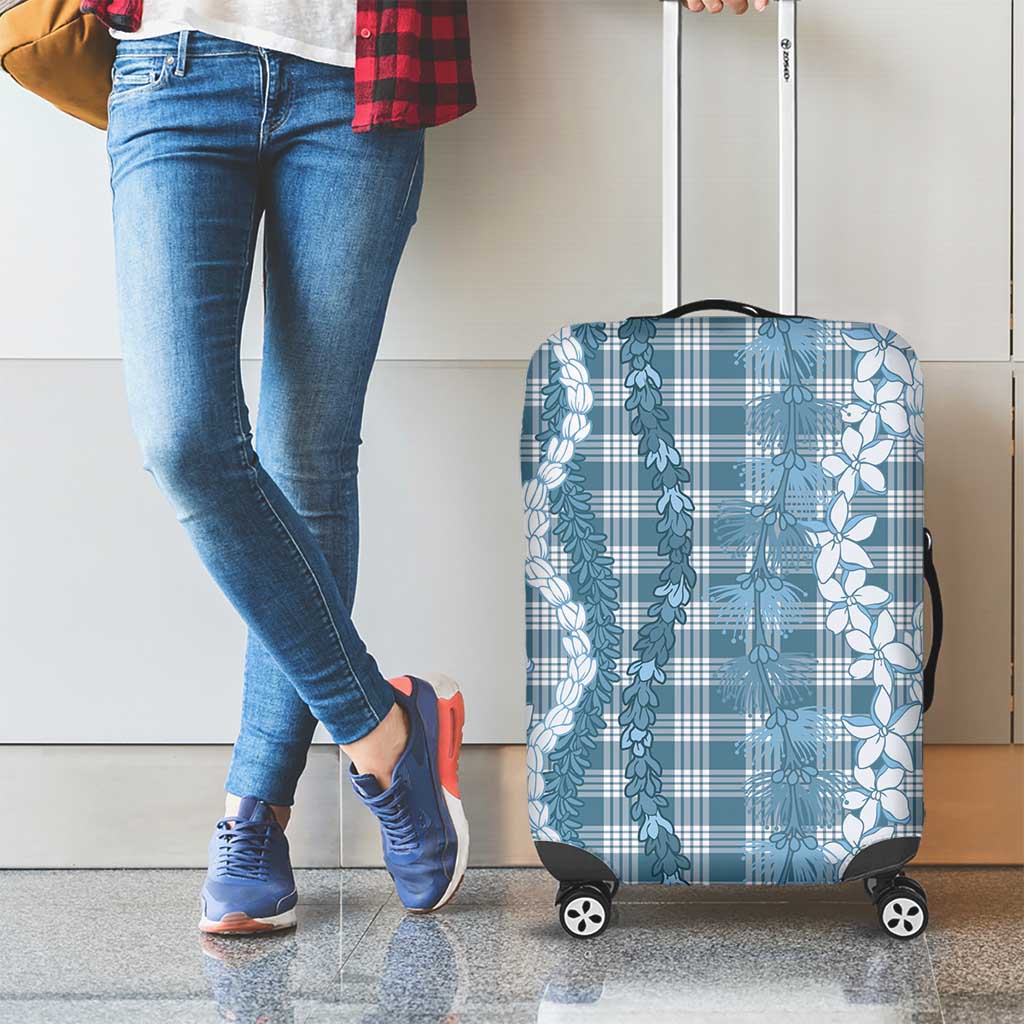 Hawaiian Ohia Lehua Lei Luggage Cover Plaid Palaka Uliuli Omaomao Pattern - Polynesian Pride