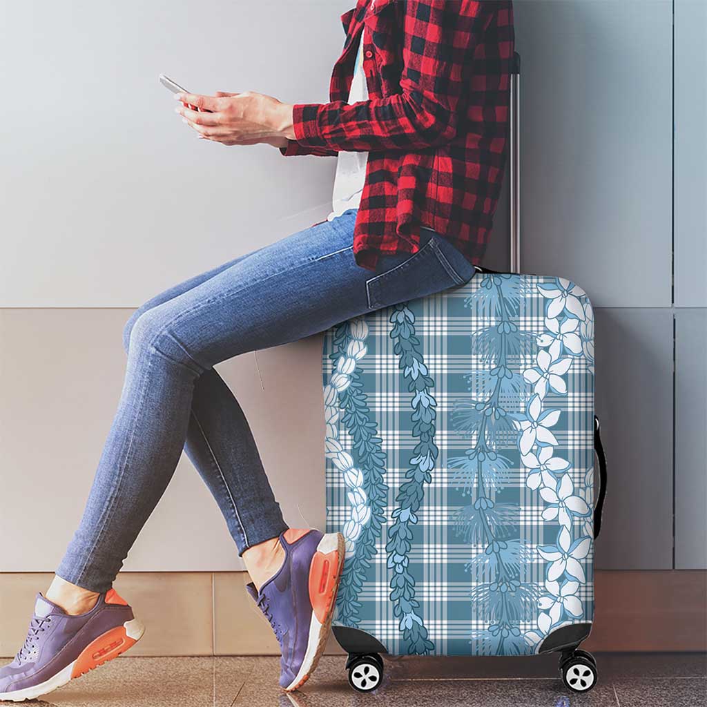 Hawaiian Ohia Lehua Lei Luggage Cover Plaid Palaka Uliuli Omaomao Pattern - Polynesian Pride