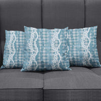 Hawaiian Ohia Lehua Lei Pillow Cover Plaid Palaka Uliuli Omaomao Pattern - Polynesian Pride
