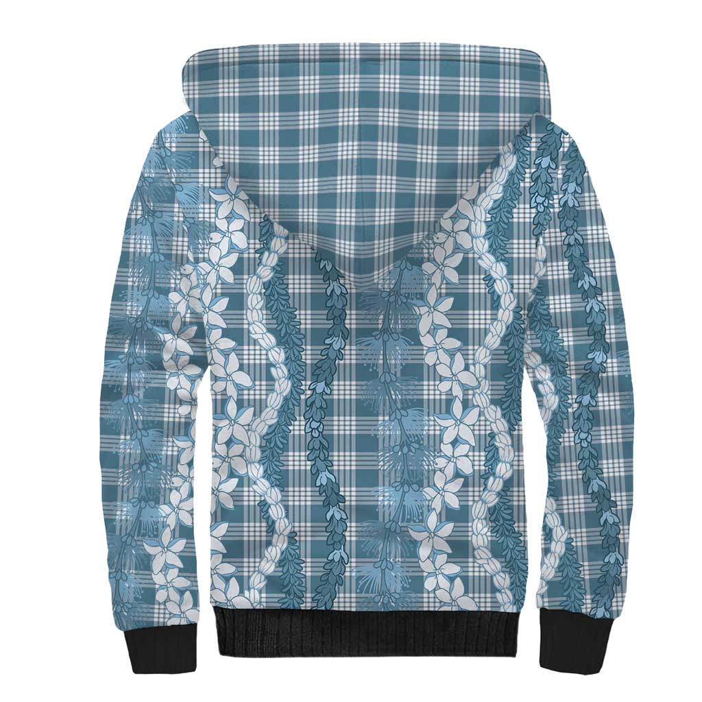 Hawaiian Ohia Lehua Lei Sherpa Hoodie Plaid Palaka Uliuli Omaomao Pattern LT9 - Polynesian Pride