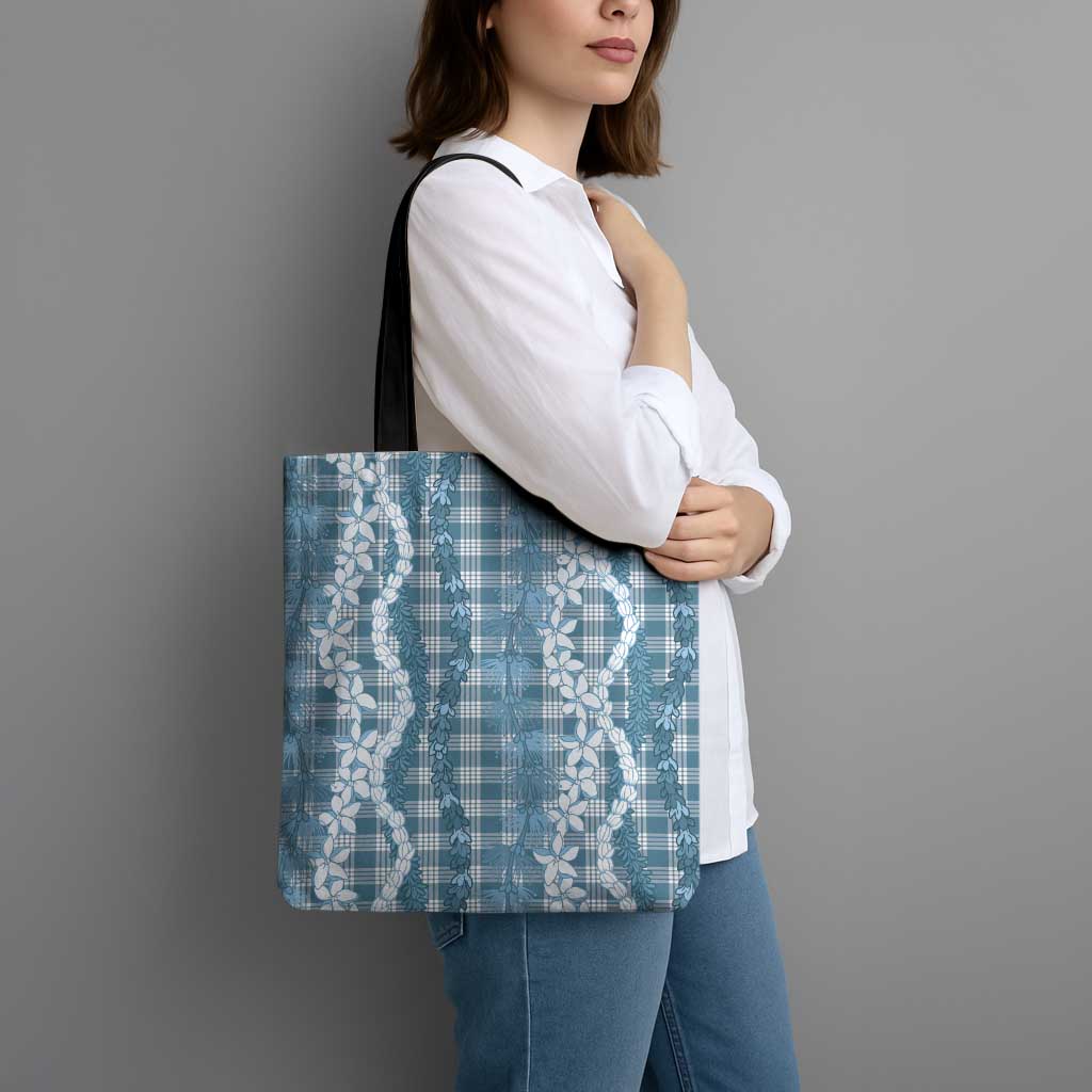 Hawaiian Ohia Lehua Lei Tote Bag Plaid Palaka Uliuli Omaomao Pattern - Polynesian Pride
