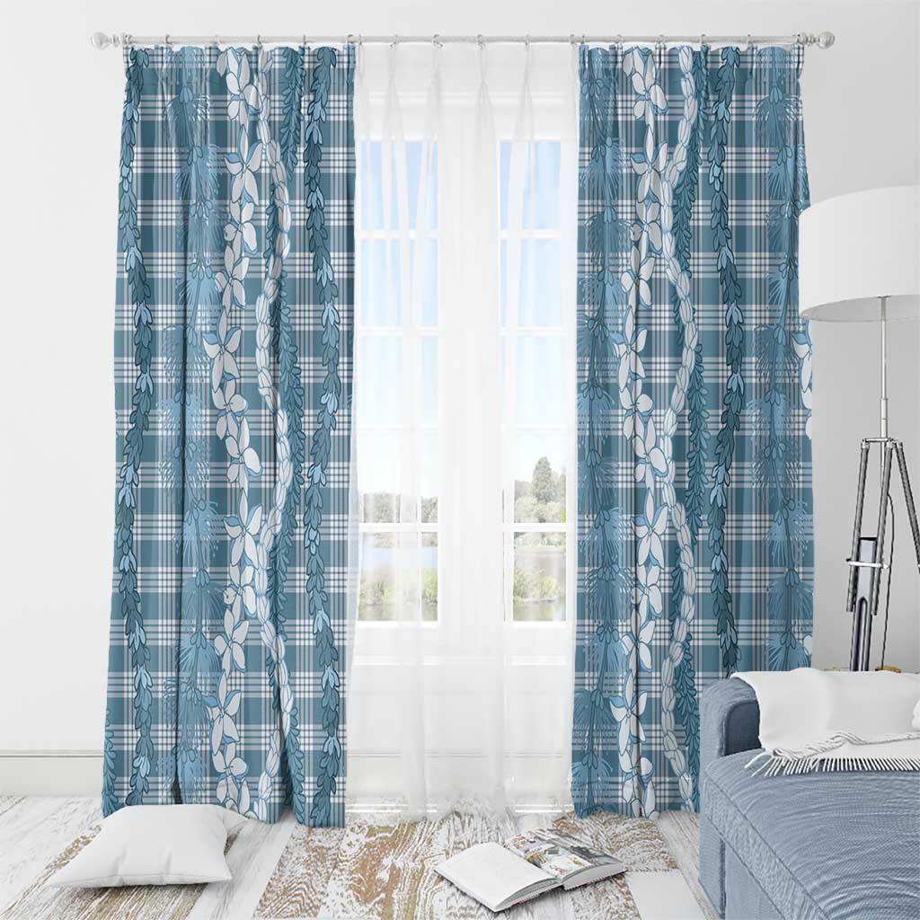 Hawaiian Ohia Lehua Lei Window Curtain Plaid Palaka Uliuli Omaomao Pattern - Polynesian Pride