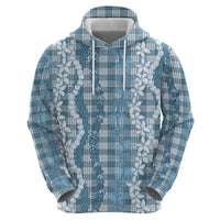 Hawaiian Ohia Lehua Lei Zip Hoodie Plaid Palaka Uliuli Omaomao Pattern - Polynesian Pride