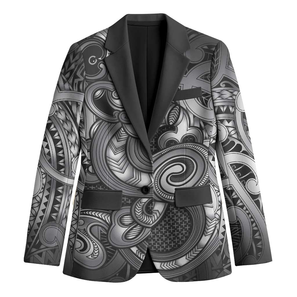 Aotearoa Maori Hei Tiki Blazer Kiwikiwi Kowhaiwhai Puhoro Motif