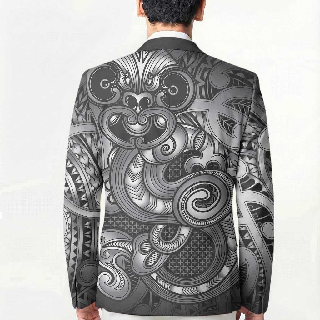 Aotearoa Maori Hei Tiki Blazer Kiwikiwi Kowhaiwhai Puhoro Motif