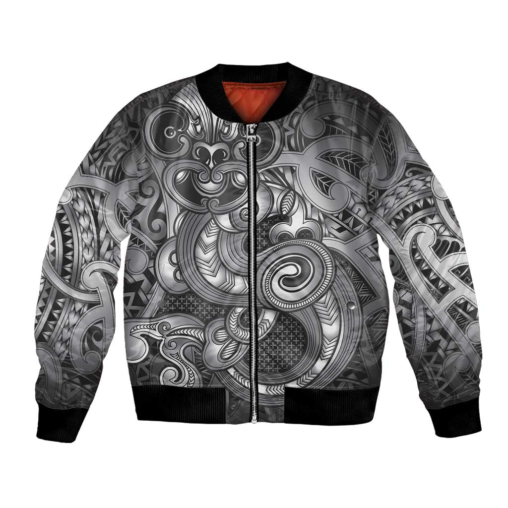 Aotearoa Maori Hei Tiki Bomber Jacket Kiwikiwi Kowhaiwhai Puhoro Motif