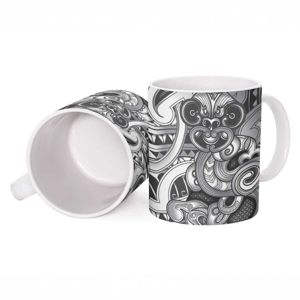 Aotearoa Maori Hei Tiki Ceramic Mug Kiwikiwi Kowhaiwhai Puhoro Motif