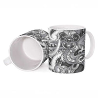 Aotearoa Maori Hei Tiki Ceramic Mug Kiwikiwi Kowhaiwhai Puhoro Motif