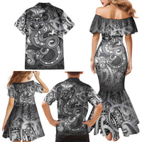 Aotearoa Maori Hei Tiki Family Matching Mermaid Dress and Hawaiian Shirt Kiwikiwi Kowhaiwhai Puhoro Motif LT9 - Polynesian Pride