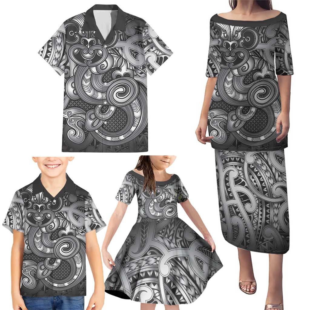 Aotearoa Maori Hei Tiki Family Matching Puletasi and Hawaiian Shirt Kiwikiwi Kowhaiwhai Puhoro Motif LT9 - Polynesian Pride