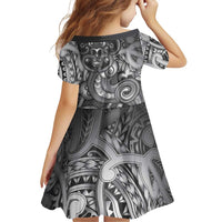 Aotearoa Maori Hei Tiki Family Matching Short Sleeve Bodycon Dress and Hawaiian Shirt Kiwikiwi Kowhaiwhai Puhoro Motif LT9 - Polynesian Pride