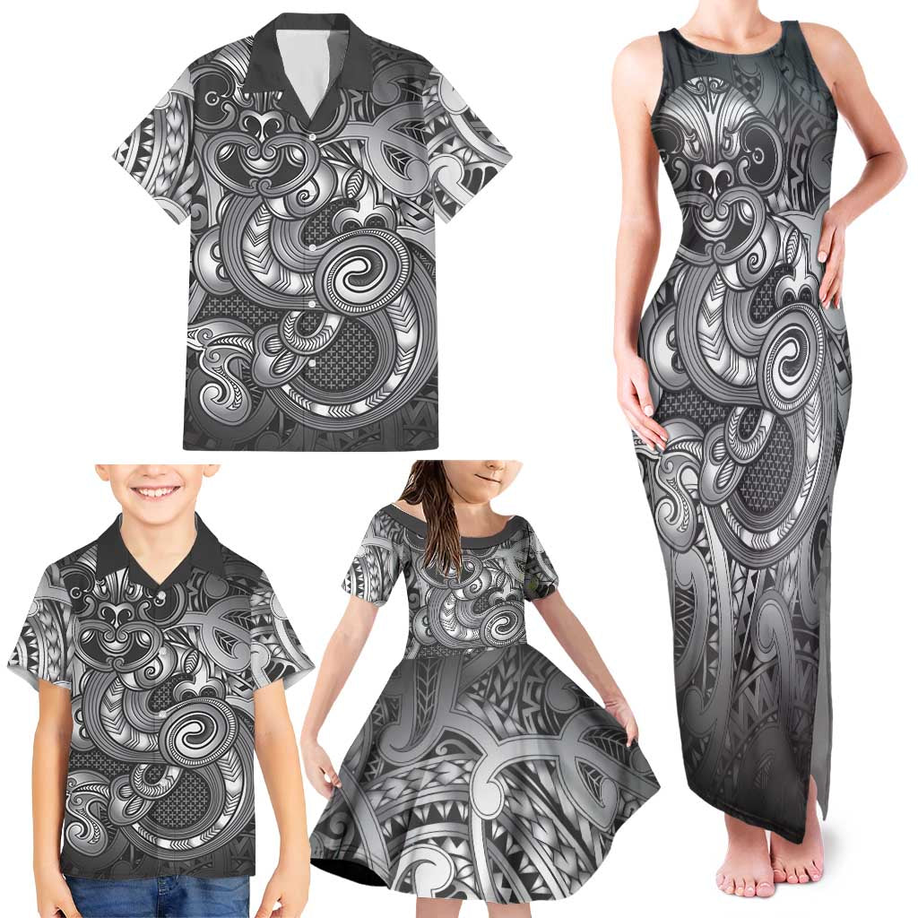 Aotearoa Maori Hei Tiki Family Matching Tank Maxi Dress and Hawaiian Shirt Kiwikiwi Kowhaiwhai Puhoro Motif LT9 - Polynesian Pride