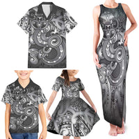 Aotearoa Maori Hei Tiki Family Matching Tank Maxi Dress and Hawaiian Shirt Kiwikiwi Kowhaiwhai Puhoro Motif LT9 - Polynesian Pride