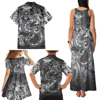 Aotearoa Maori Hei Tiki Family Matching Tank Maxi Dress and Hawaiian Shirt Kiwikiwi Kowhaiwhai Puhoro Motif LT9 - Polynesian Pride