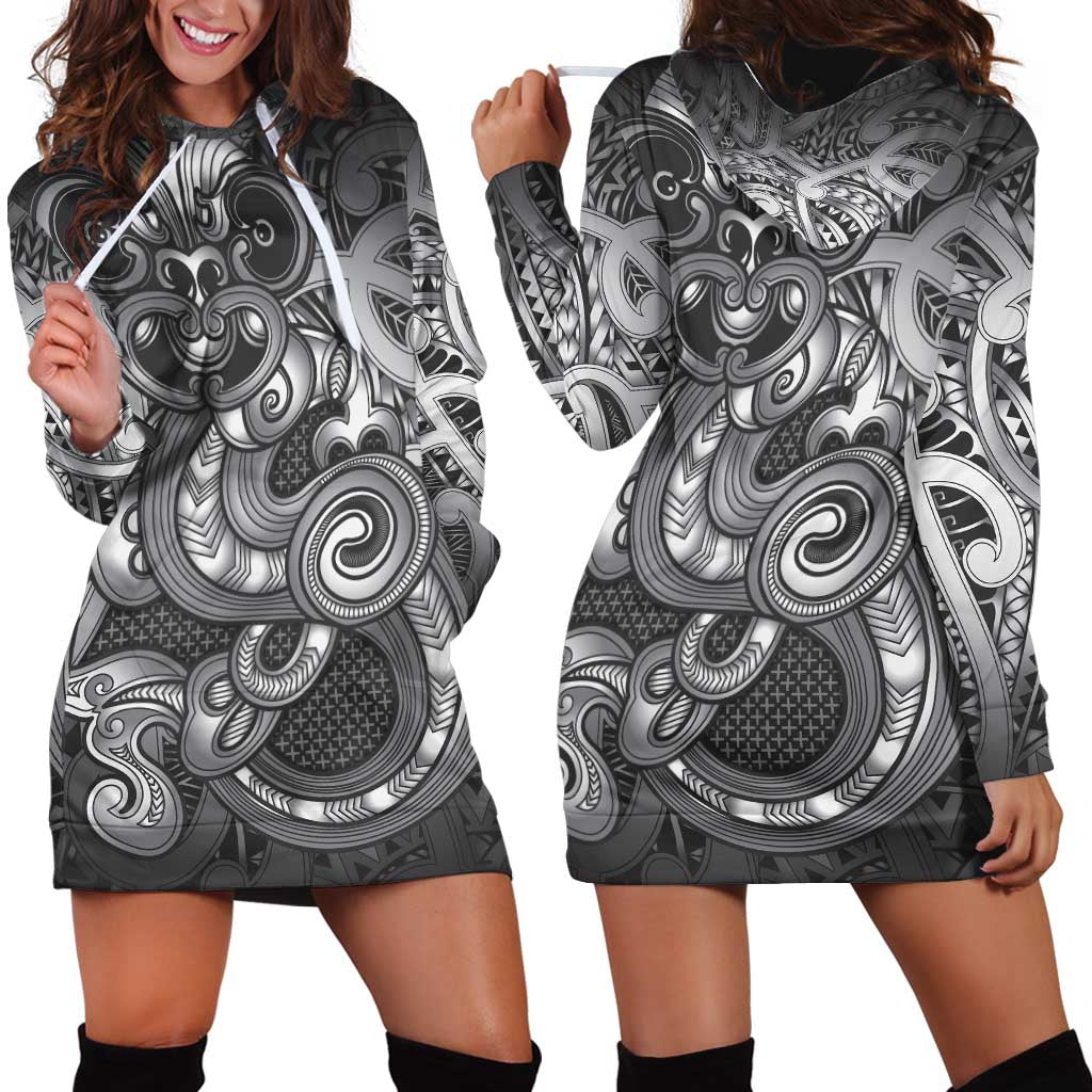 Aotearoa Maori Hei Tiki Hoodie Dress Kiwikiwi Kowhaiwhai Puhoro Motif LT9 - Polynesian Pride