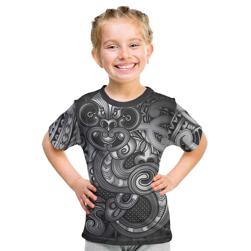 Aotearoa Maori Hei Tiki Kid T Shirt Kiwikiwi Kowhaiwhai Puhoro Motif