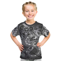 Aotearoa Maori Hei Tiki Kid T Shirt Kiwikiwi Kowhaiwhai Puhoro Motif