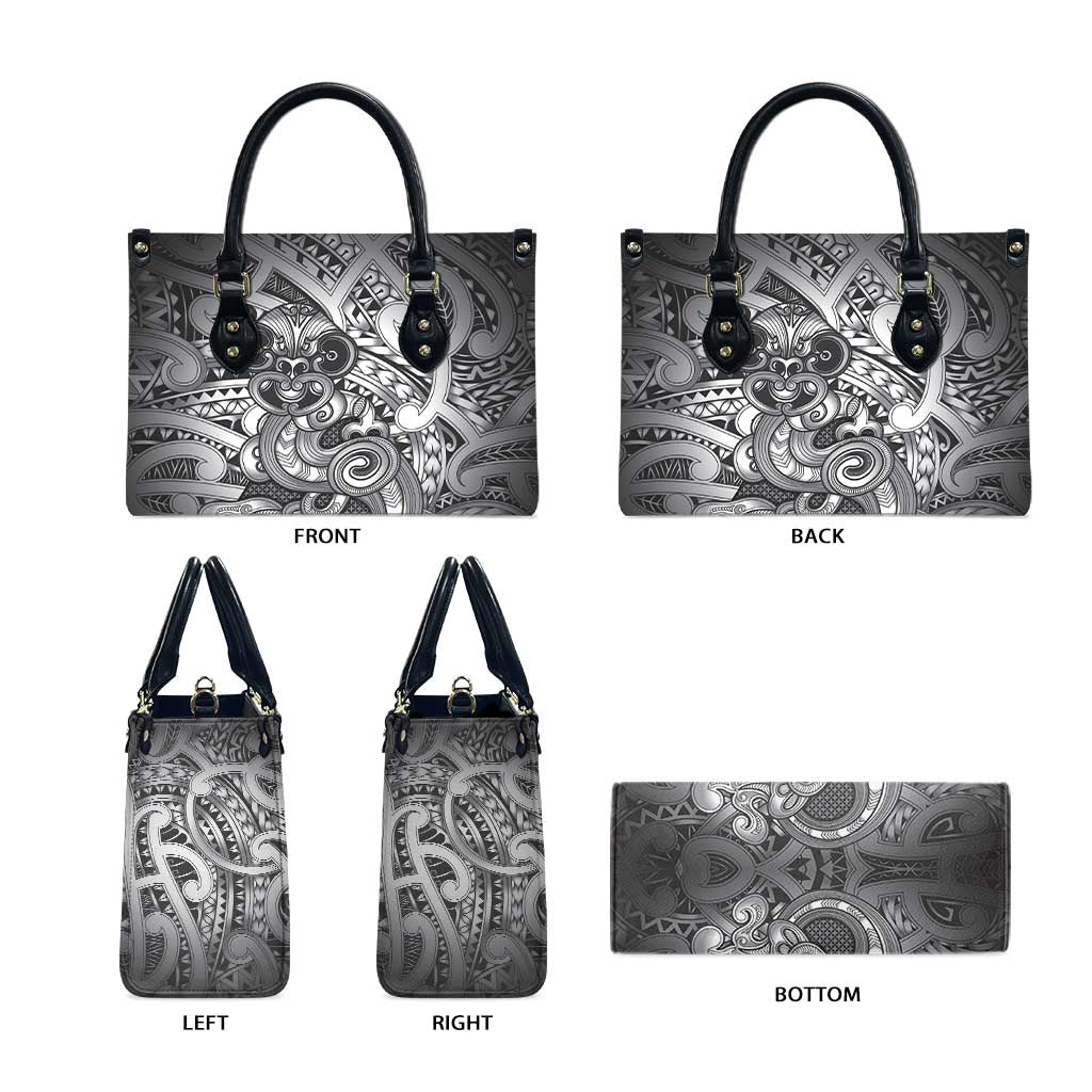 Aotearoa Maori Hei Tiki Leather Bag Kiwikiwi Kowhaiwhai Puhoro Motif
