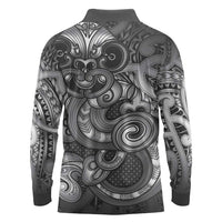 Aotearoa Maori Hei Tiki Long Sleeve Polo Shirt Kiwikiwi Kowhaiwhai Puhoro Motif LT9 - Polynesian Pride